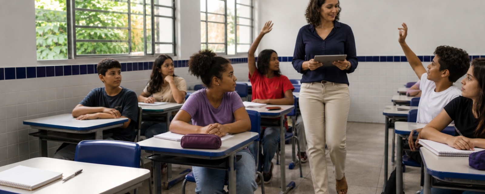 A frequência do aluno é medida pelo IFA (Índice de Frequência do Aluno): presenças sobre registros de aula.